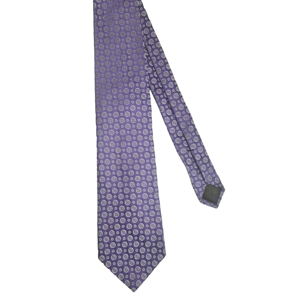 Brooks Brothers Makers Merchants Italian Silk Tie Purple Blue Medallion 59" USA